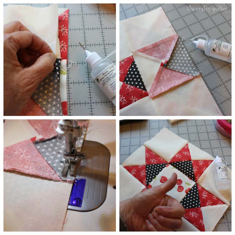 Quarter square triangle tutorial @ The Crafty Quilter.  Learn how to make perfect QST units every time and it includes an oversized cutting chart that you can download!  Plus instructions to make this beautiful Ohio Star Block