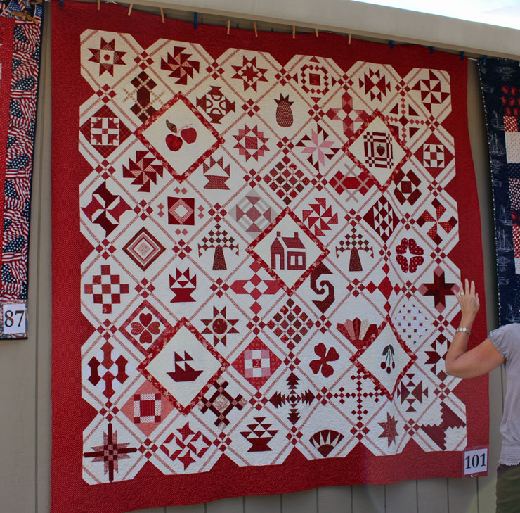 red and white quilt