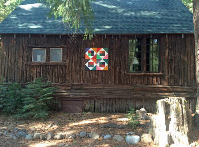 Barn quilt on cabin @ Camp Laymans
