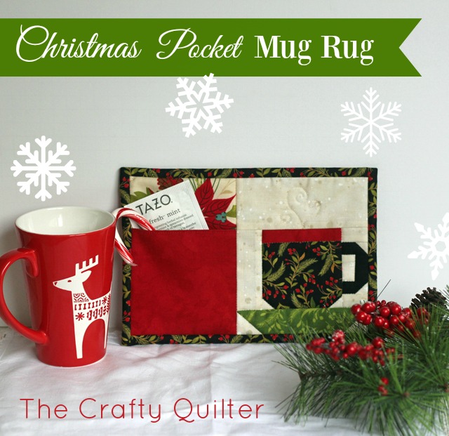 Christmas Pocket Mug Rug pattern by Julie Cefalu, The Crafty Quilter