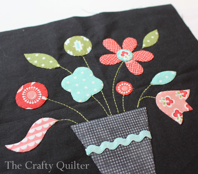 How to use embroidery stitches with applique @ The Crafty Quilter