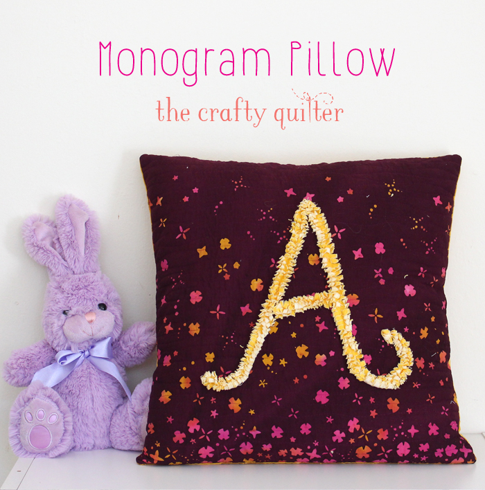 Monogram Pillow by Julie Cefalu, using faux rag quilting technique from Soft & Cozy Keepsakes by Margo Yang
