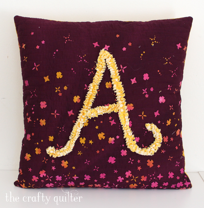 Monogram Pillow by Julie Cefalu, using faux rag quilting technique from Soft & Cozy Keepsakes by Margo Yang
