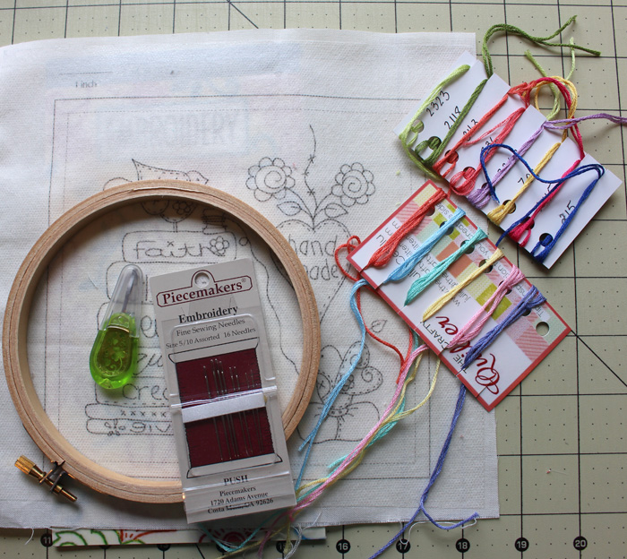 Embroidery project using business cards to hold and organize embroidery floss @ The Crafty Quilter