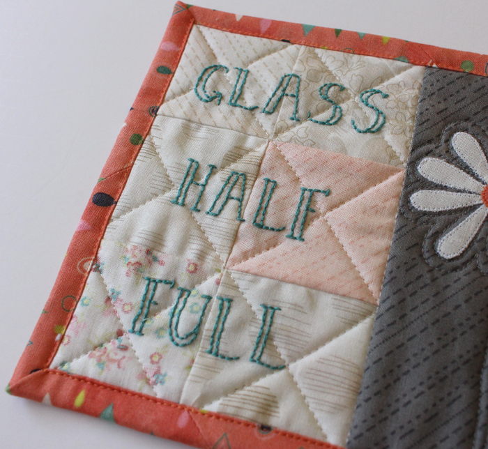 Glass Half-Full Mug Rug, a free pattern by Julie Cefalu, @ The Crafty Quilter