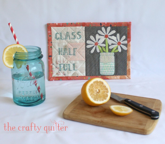 Glass Half Full Mug Rug tutorial@ The Crafty Quilter