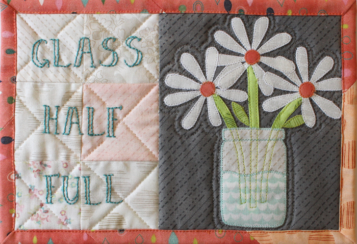 Glass Half-Full Mug Rug, a free pattern by Julie Cefalu, @ The Crafty Quilter