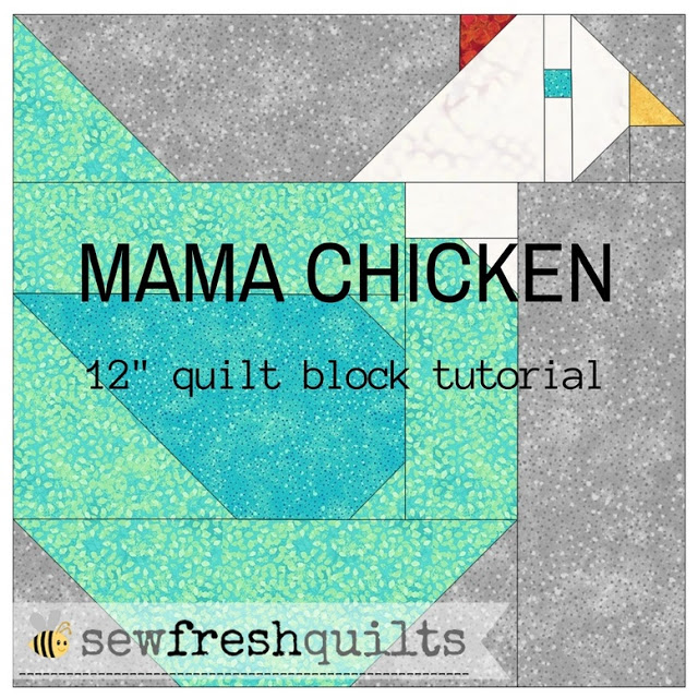 MAMA CHICKEN 12- QUILT BLOCK