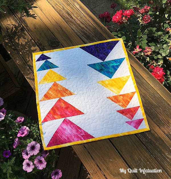 Sliding Geese Mini quilt by Kelly at My Quilt Infatuation for Sew In Love with Fabric Summer Mini blog hop