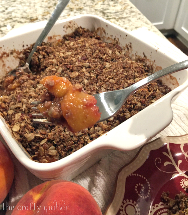 Peach Crisp made by Julie Cefalu. Recipe from Ambitious Kitchen blog
