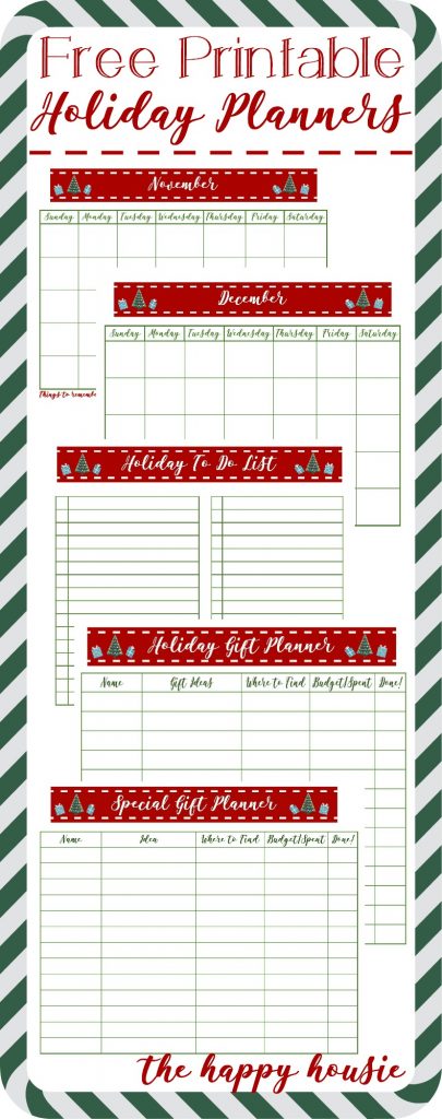 Free printable holiday planners @ The Happy Housie