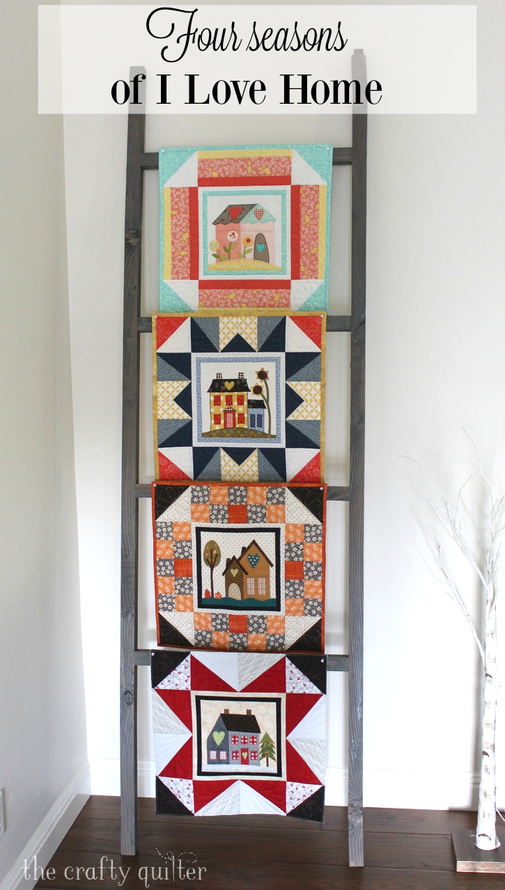 I Love Home BOM by Jacquelynne Steves, Interpreted as Four Seasons of mini quilts by Julie Cefalu @ The Crafty Quilter