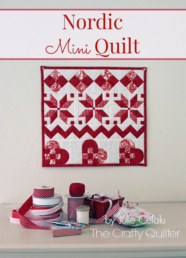 Nordic Mini Quilt Tutorial @ The Crafty Quilter. It's perfect for Winter and for Valentine's Day!