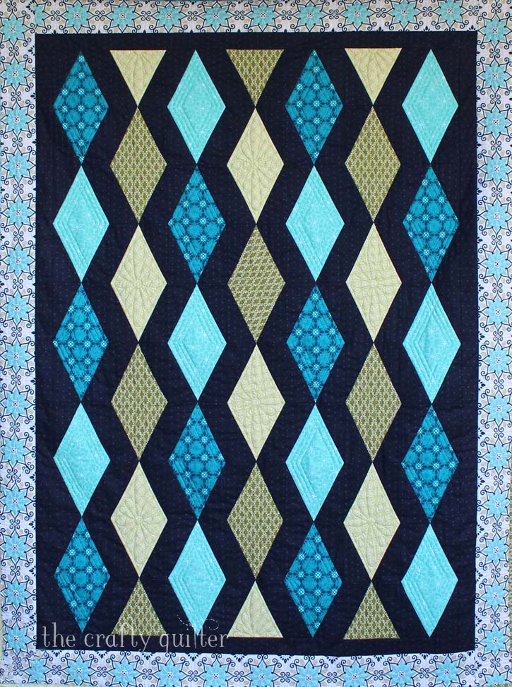 Diamond Twilight Quilt made and designed by Julie Cefalu of The Crafty Quilter.  Pattern coming soon.
Fabric is from the 2018 Gloaming collection by Shelley Cavanna for Contempo Fabrics