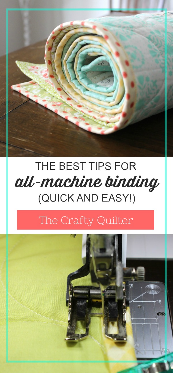 My best all machine binding tips for the quickest and easiest binding for your quilts. Joining binding tails and getting a perfectly mitered corner are also covered by Julie @ The Crafty Quilter.