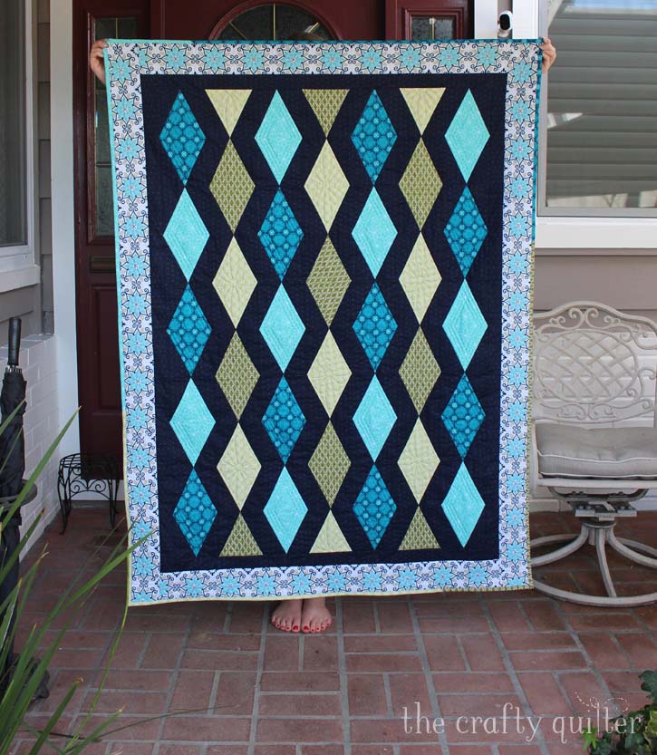 Diamond Twilight Quilt designed and made by Julie Cefalu of The Crafty Quilter Designs for Shelley Cavanna's Gloaming Fabric Blog Hop hosted by Benartex Fabric