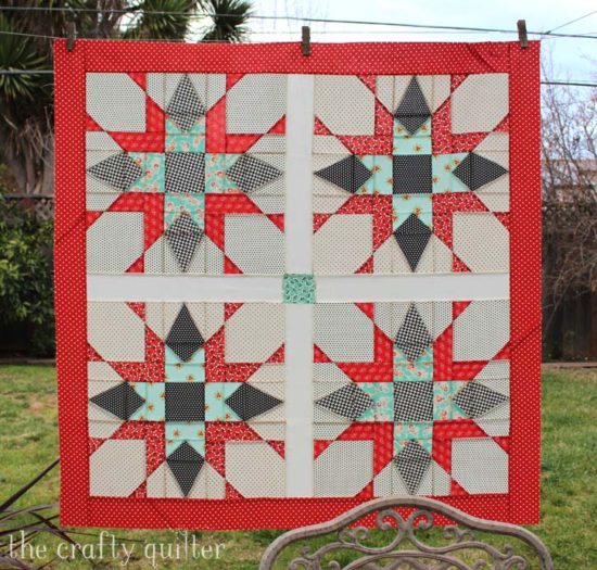 Franklin Star Quilt, baby size, made and designed by Julie Cefalu of The Crafty Quilter Designs