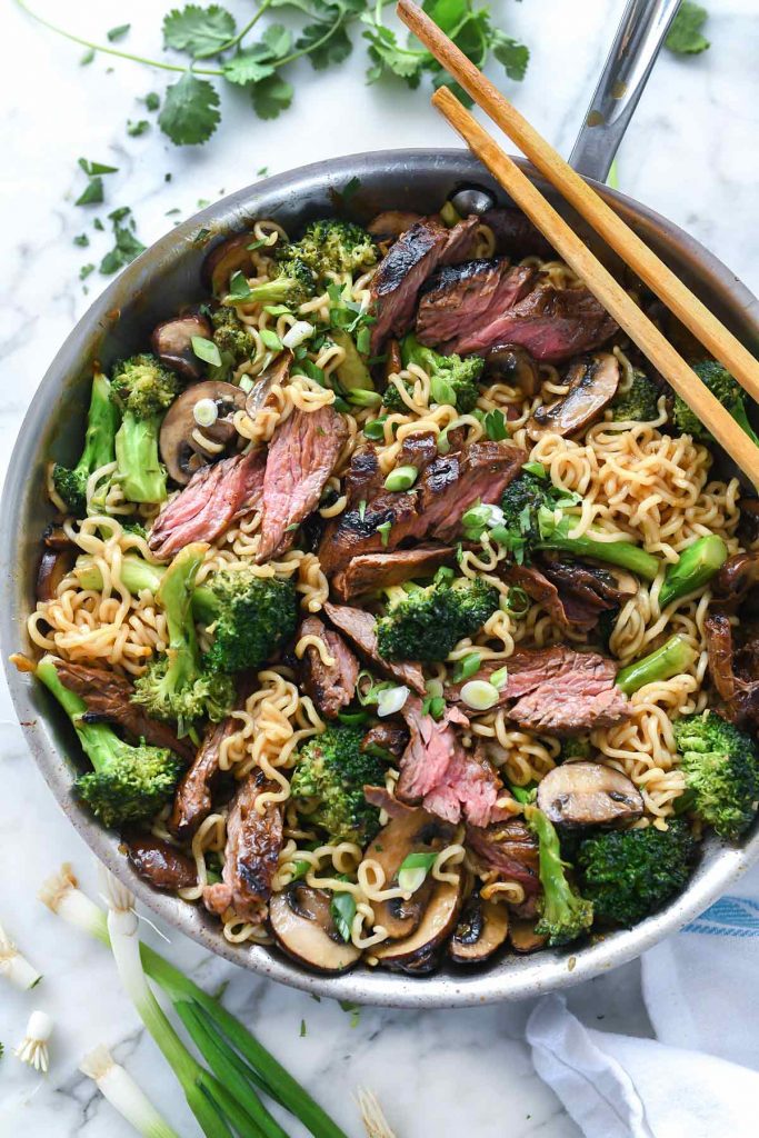 Ramen Noodles with Marinated Steak & Broccoli @ Foodie Crush