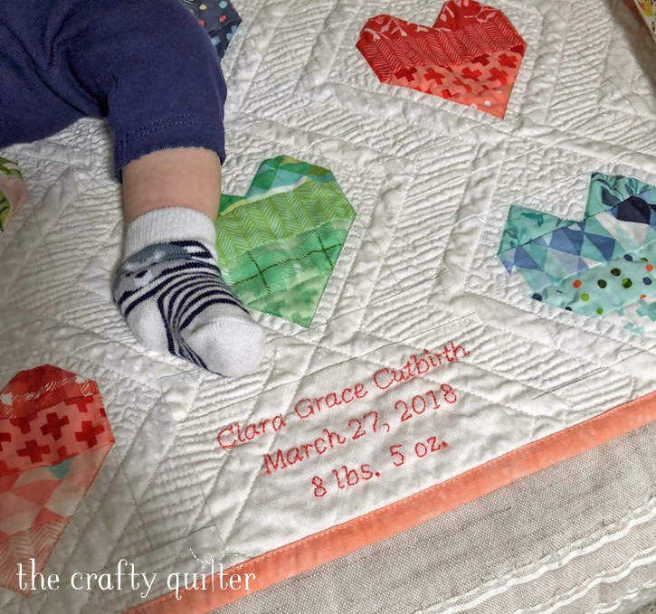Ombre Hearts baby quilt by Julie Cefalu @ The Crafty Quilter