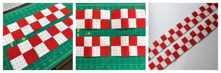 Summer Fun Quilt Along @ The Crafty Quilter features a bright and happy wall hanging that measures 30" x 32". Week 1 instructions include the checkerboard rows and the wave blocks.