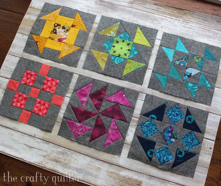 June's WIP's inlude this lovely 6" block from the Quilter's Planner Sew Along along with blocks 1 through 5. All Made by Julie Cefalu