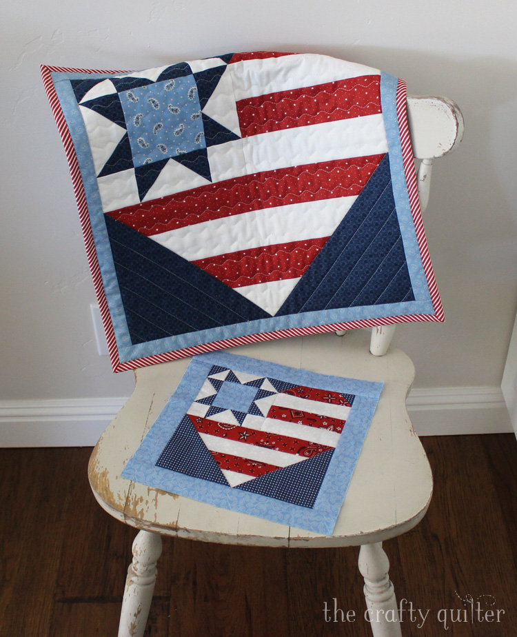 Star Spangled Heart pattern by Julie Cefalu @ The Crafty Quilter. It includes two different size options and layouts for a table runner and wall hanging.