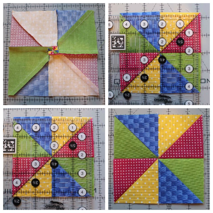 Summer Fun Quilt Along @ The Crafty Quilter features a bright and happy wall hanging that measures 30" x 32". Week 2 instructions include the pinwheel blocks and beach ball blocks.