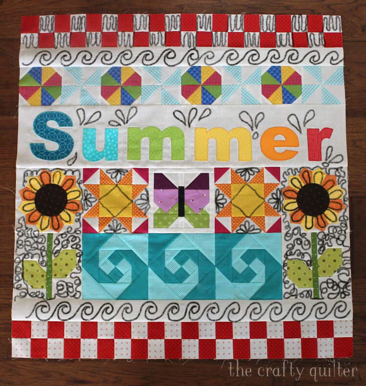 Summer Fun Quilt made by Julie Cefalu. Stitching lines "drawn" in Procreate for Apple iPad Pro.