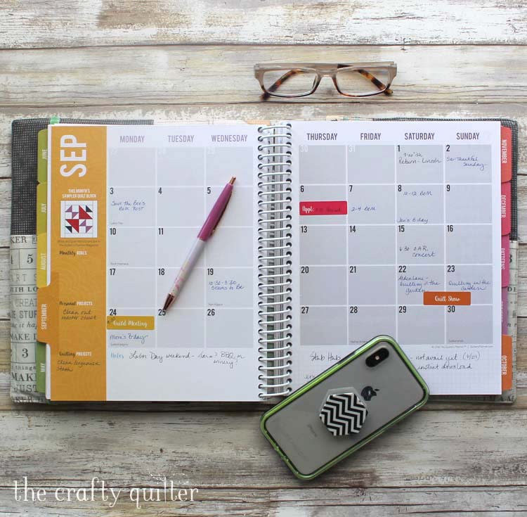 The Crafty Quilter shares tips for making your planner useful and effective, plus how she uses The Quilter's Planner to stay organized and creative at the same time!