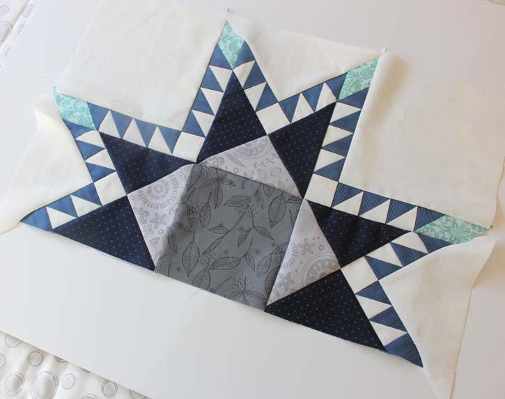 Partial feathered star block made by Julie Cefalu @ The Crafty Quilter