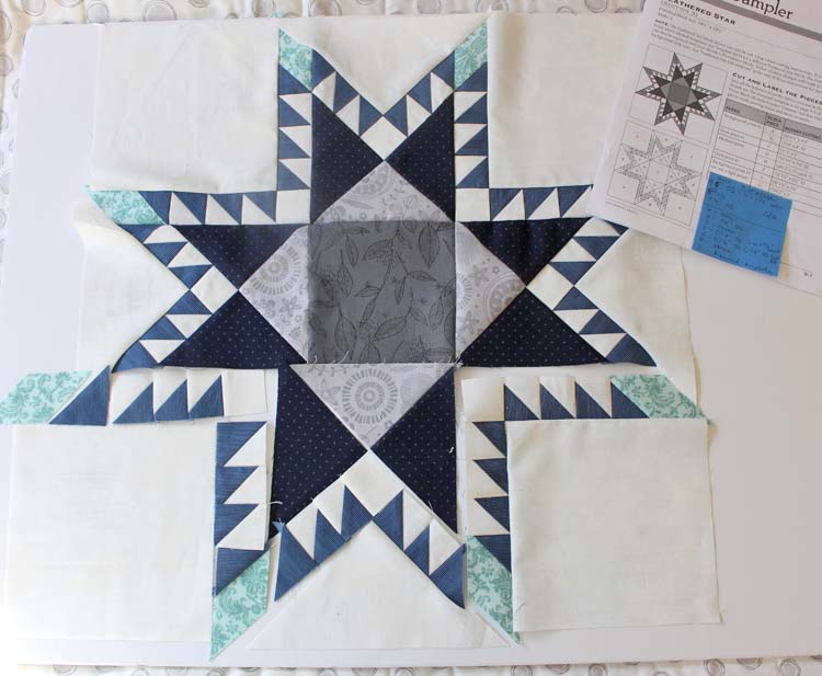 Feathered Star block in pieces - by Julie Cefalu @ The Crafty Quilter.