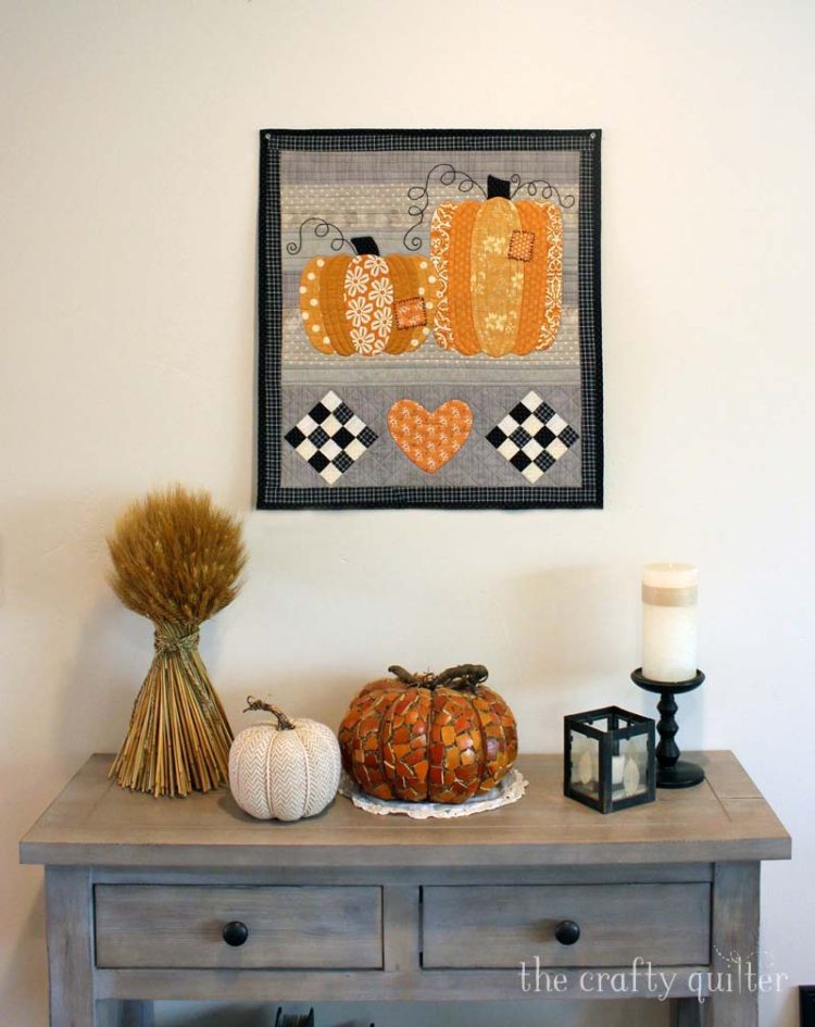 Patchwork Pumpkins Wall Hanging by Julie Cefalu @ The Crafty Quilter. Pattern coming soon!