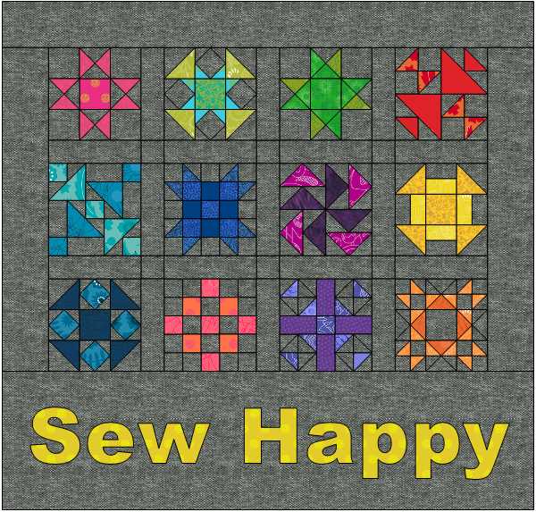 Sew Happy Mini Quilt in EQ8. Designed by Julie Cefalu @ The Crafty Quilter