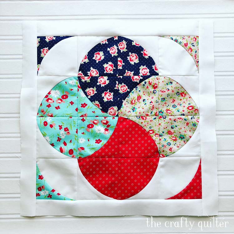 Curved Card Trick Block designed and made by Julie Cefalu @ The Crafty Quilter