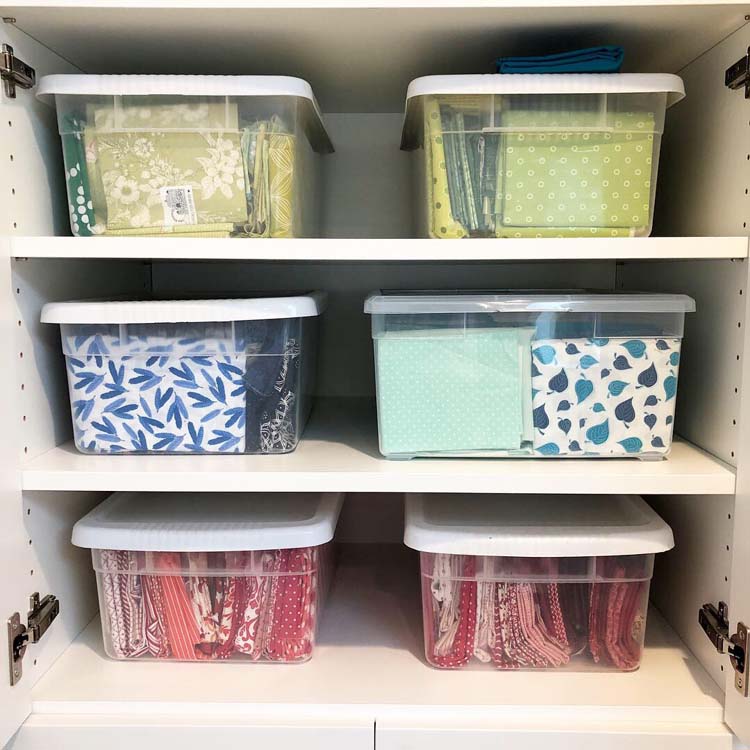 Fabric storage containers, old and new, @ The Crafty Quilter
