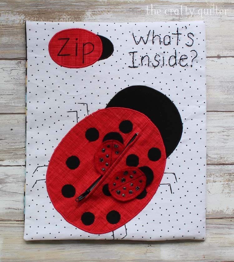 Lady Bug Zipper Busy Book page made by Julie Cefalu @ The Crafty Quilter