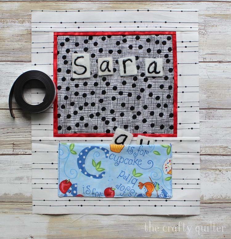 Spell your name Busy Book page made by Julie Cefalu @ The Crafty Quilter