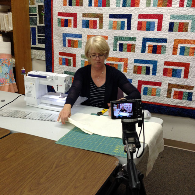 Julie Cefalu during video taping for The Quilt Show.