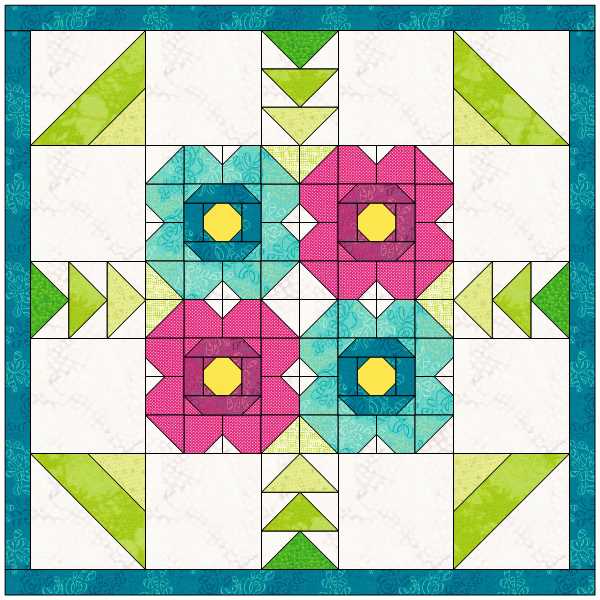 Quilt designed in EQ8 by Julie Cefalu using her Blossom Quilt Block tutorial.