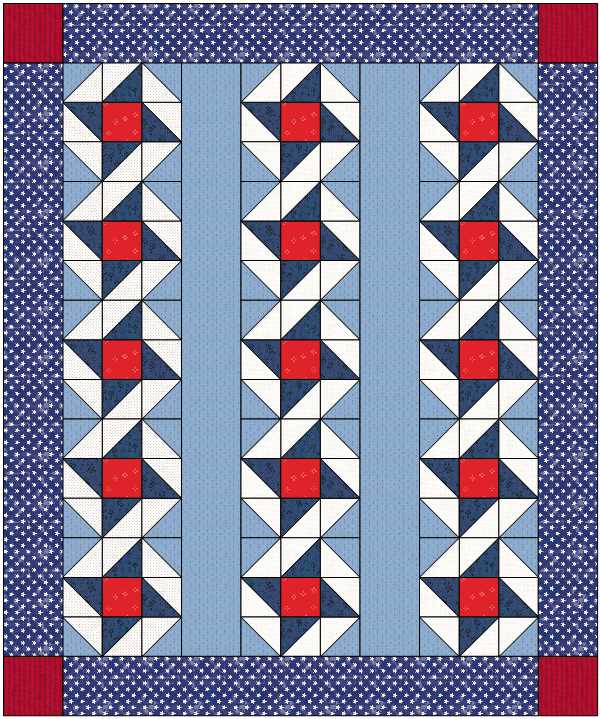 Stars of Courage is a FREE Quilt of Valor pattern designed by Julie Cefalu at The Crafty Quilter.