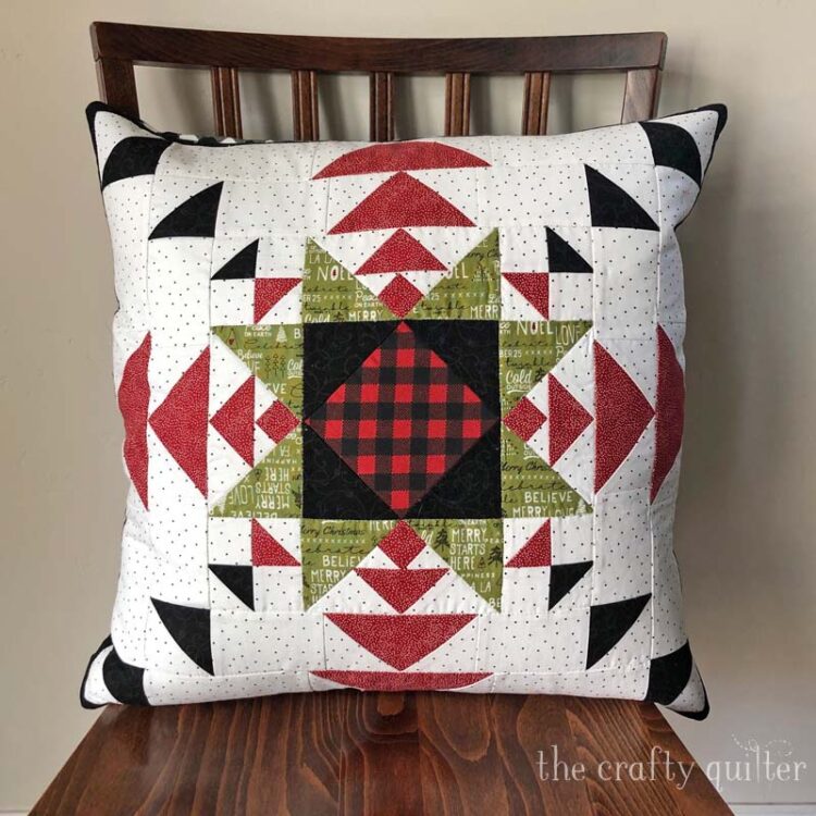 Lincoln Star pillow made by Julie Cefalu using her Lincoln Stars quilt pattern - @ The Crafty Quilter
