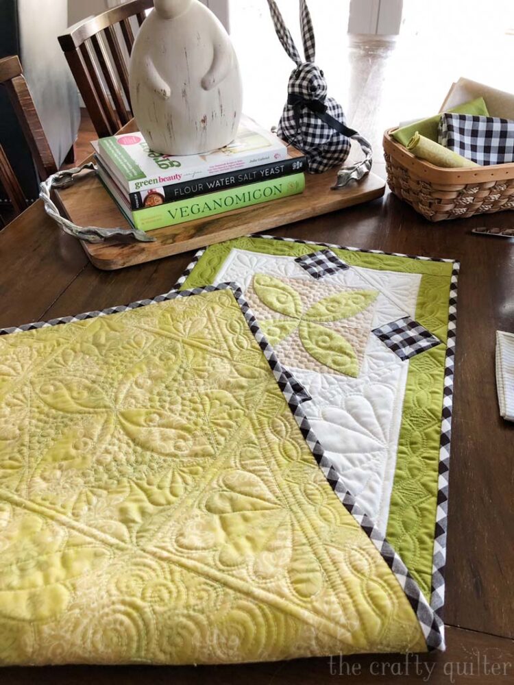 This Spring Bunny Table Runner is a free tutorial from Julie @ The Crafty Quilter.  Simple applique and two pieced blocks make this a cute and fast project for Spring and Easter!