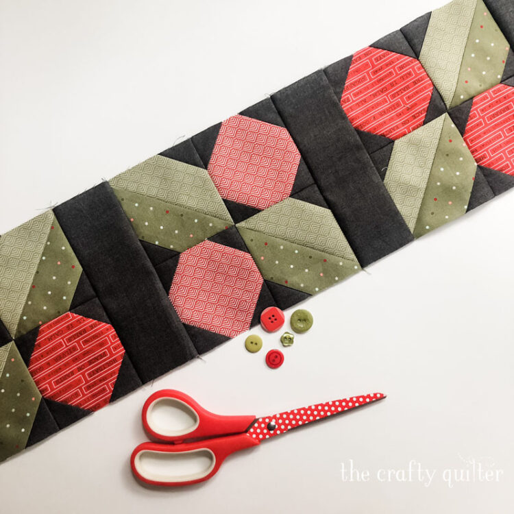 All The Trimmings Sew Along Row 1 from Fat Quarter Shop and made by Julie Cefalu.  You'll also find some great tips for stitch and flip corners @ The Crafty Quilter
