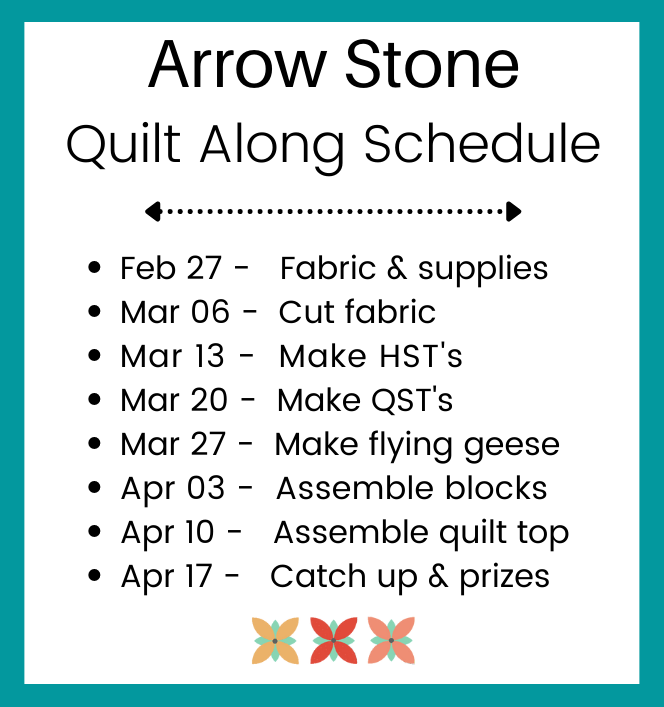 Arrow Stone Quilt Along Schedule @ The Crafty Quilter