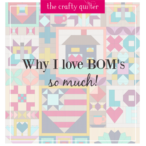 Check out Why I love BOM's so much!  There are so many reasons and you'll find lots of information about block of the month programs @ The Crafty Quilter.