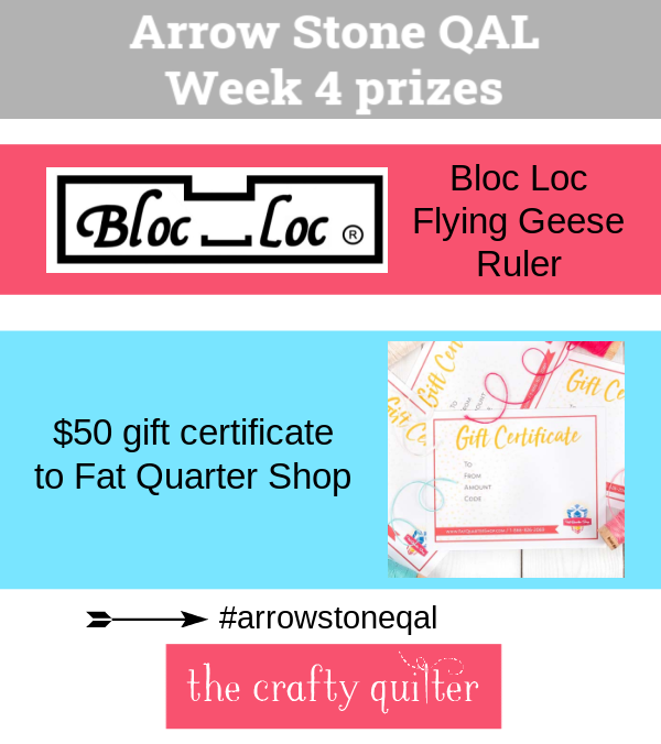 Week 4 of the Arrow Stone QAL is sponsored by Bloc Loc Rulers and Fat Quarter Shop!