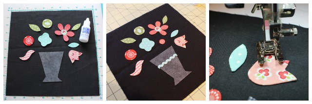 How to use embroidery stitches with applique @ The Crafty Quilter