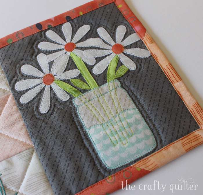 Glass Half-Full Mug Rug, a free pattern by Julie Cefalu, @ The Crafty Quilter