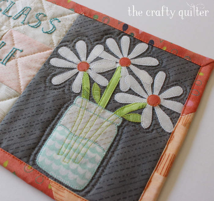 Glass Half-Full Mug Rug, a free pattern by Julie Cefalu, @ The Crafty Quilter