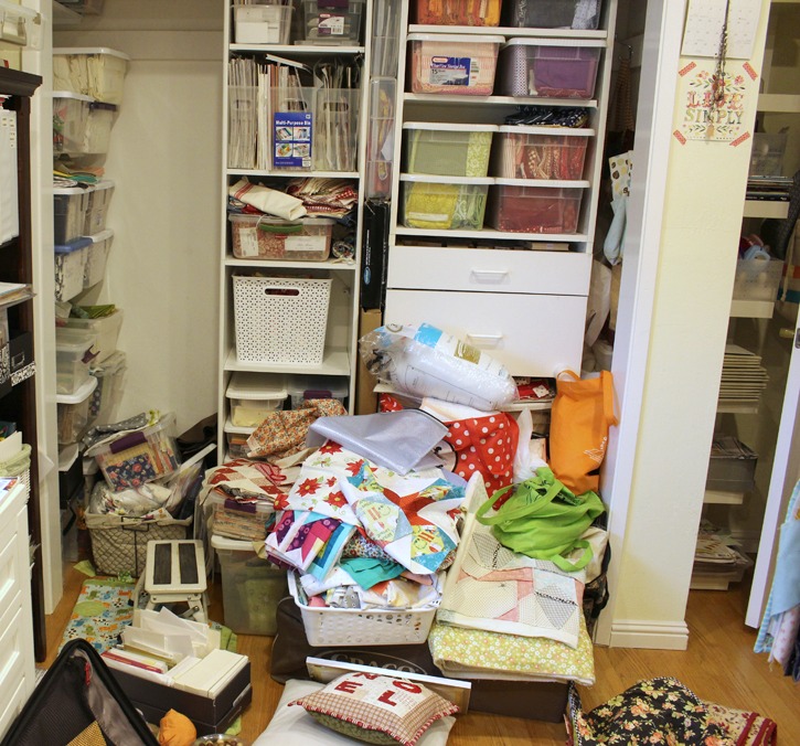 room with storage boxes